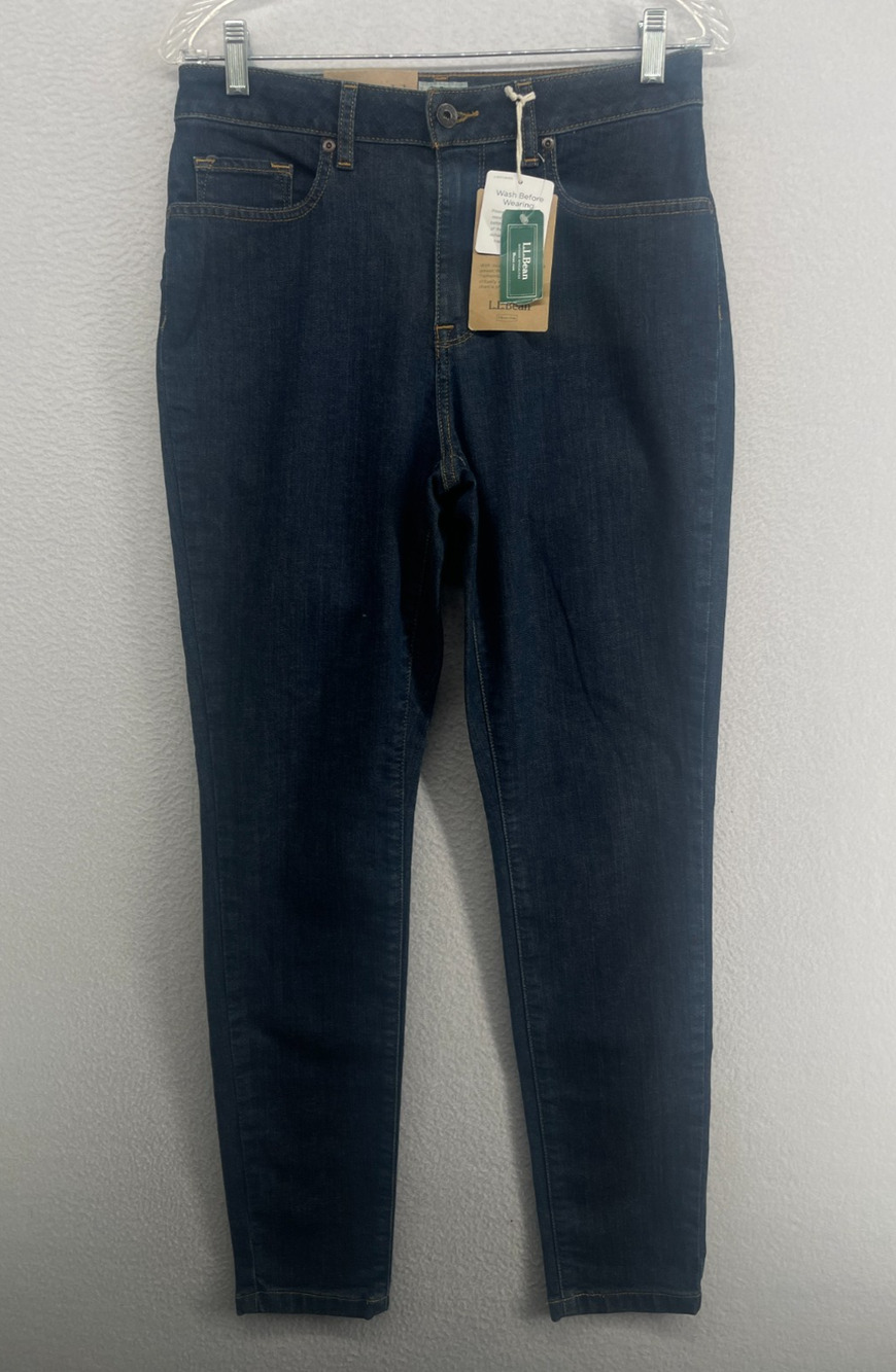 LL BEAN Jeans Womens 8 True Shape High Rise Skinny Classic Fit Denim Blue NEW